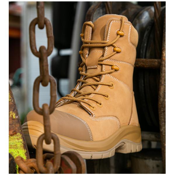 Wheat Cowhide Rubber Sole Glass Fiber Toe Security Guard Work Boots Anti Smashing Kevlar Anti-Proof Work Shoes