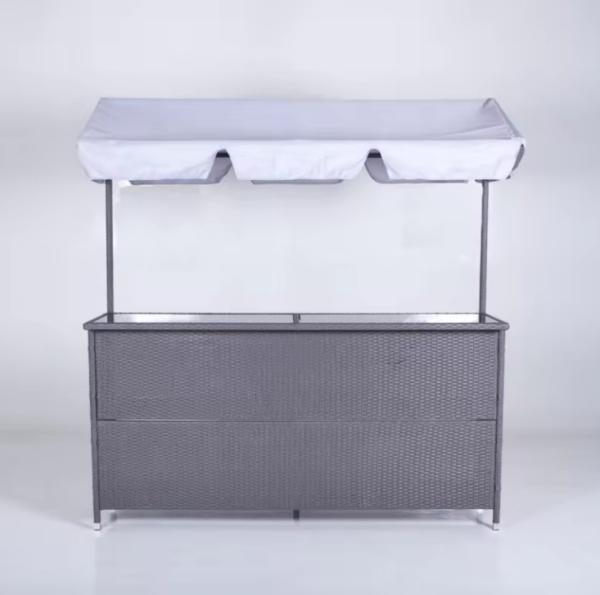 Rattan Effect Night Club Bar Counter Tiki Outdoor Rattan Bar Furniture With Roof Garden Rattan Table Bar Table Canopy