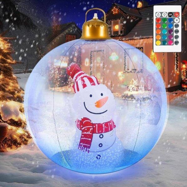 24-inch inflatable Christmas ball, Christmas inflatable LED light ball, Santa Claus, snowman festival elements