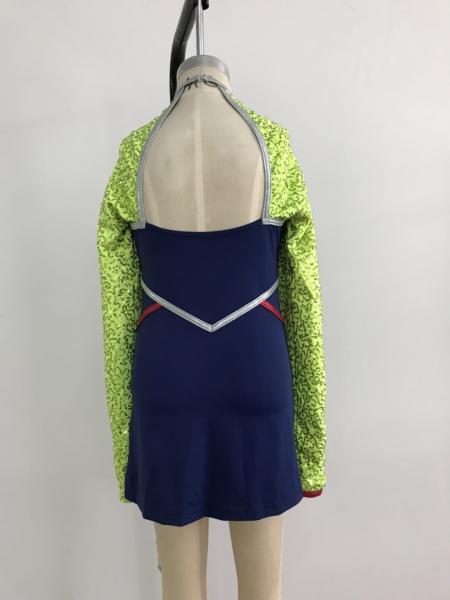 Exotic Dancer Outfits Green + Blue Color Ice Silk Material Ce Certification