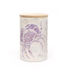 Ceramic Airtight Coffee Canister Jar Handpanting Reactive Glaze Ocean Style Bulk Ceramic Jar With Bamboo Lid