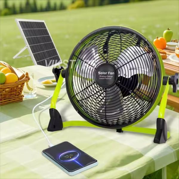 Outdoor Portable Fan Rechargeable Household Emergency 12 Inches 14 Inches Solar Floor Fan Quiet Solar Power Fan