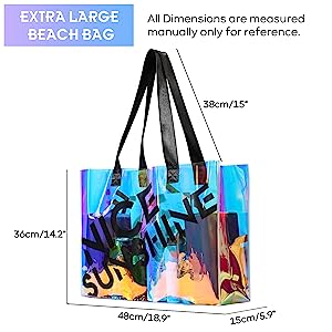Iridescence Beach Bags for Women - Extra Large Beach Tote Waterproof Sandproof, Pool Bag Travel Picnic Camping