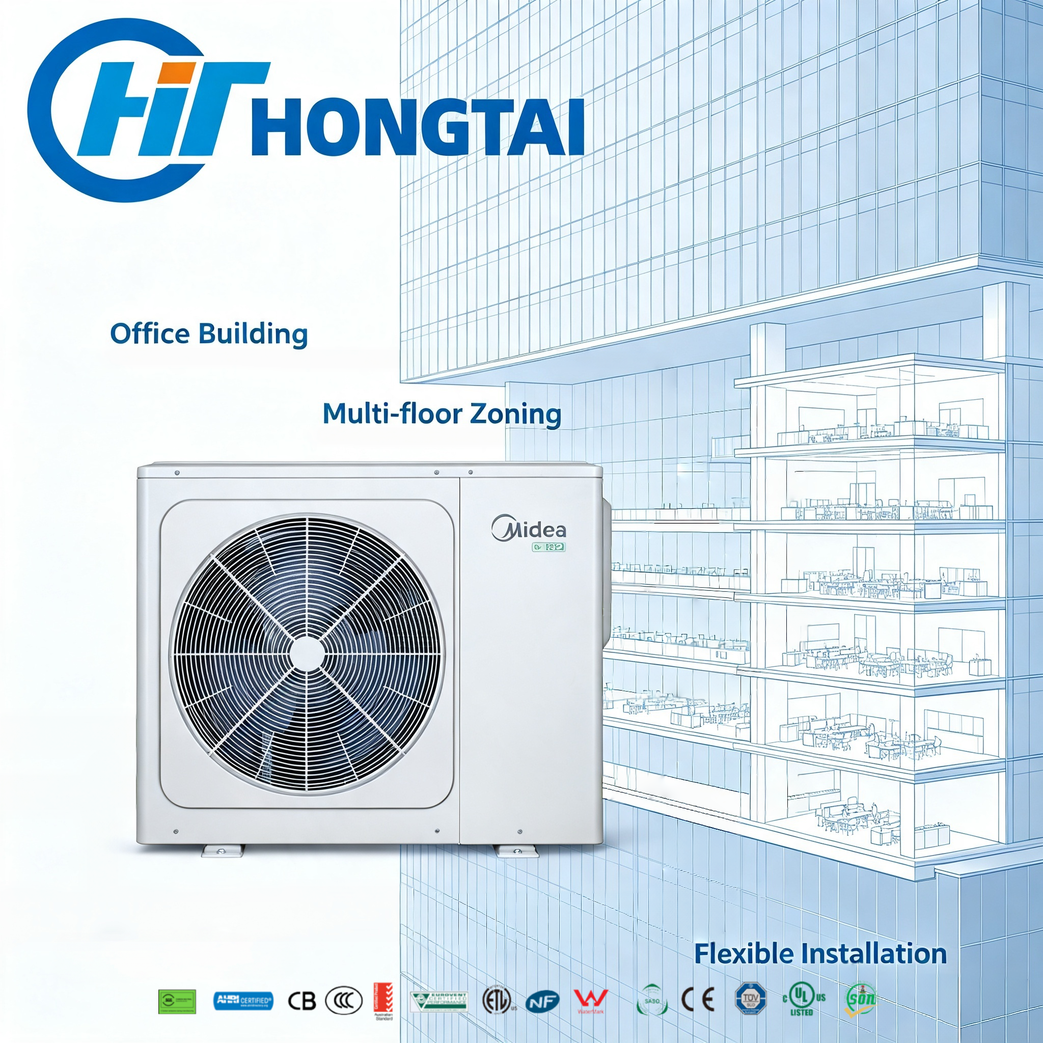 Midea V8 Mini Compact VRF Space-Saving Residential and Light Commercial HVAC The smallest footprint in VRF delivering complete climate comfort where every centimeter counts