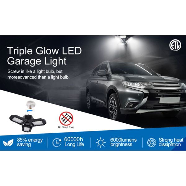 60W Deformable LED Garage Light ETL Certificated LED Adjustable Garage Lights IP40