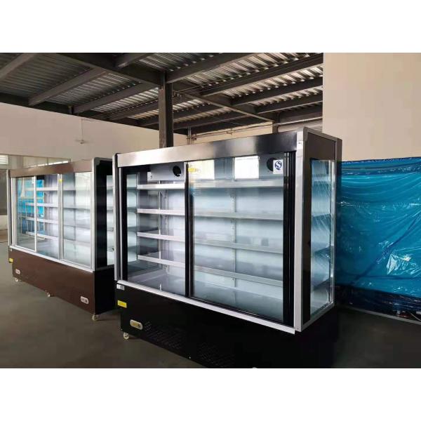 Supermarket Fruit Vegetable Shop Preservation Display Freezer With Door Curtain