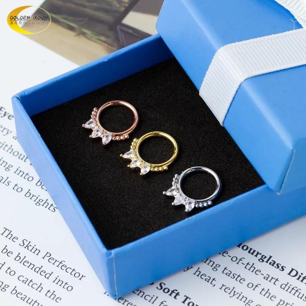 Joyería para piercing corporal de acero inoxidable dorado, joyería para la nariz, anillo para el septum de 8 mm