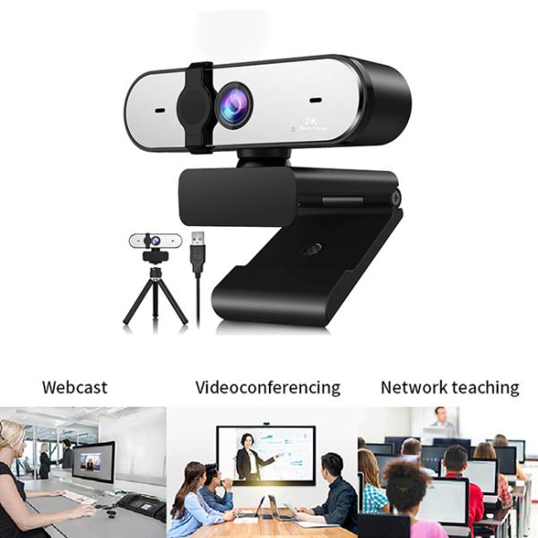 2K Autofocus Full HD Webcam 1080P 60FPS USB PC Webcam With Dual Microphone