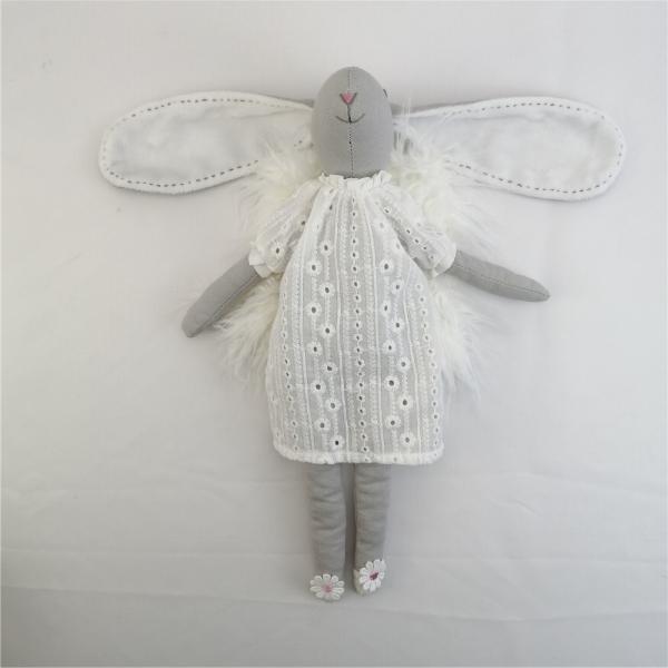 Linen Soft Plush Toy Stuffed Bunny With Dress Skin Friendly For Girls Gifts