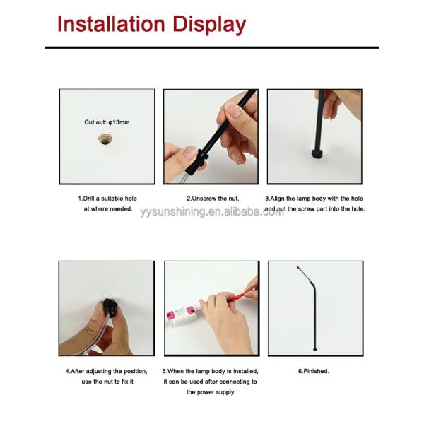 300lm Modern Jewelry Cabinet Display Lamp 3w Black LED Mini Spot Lamp with Knob Switch