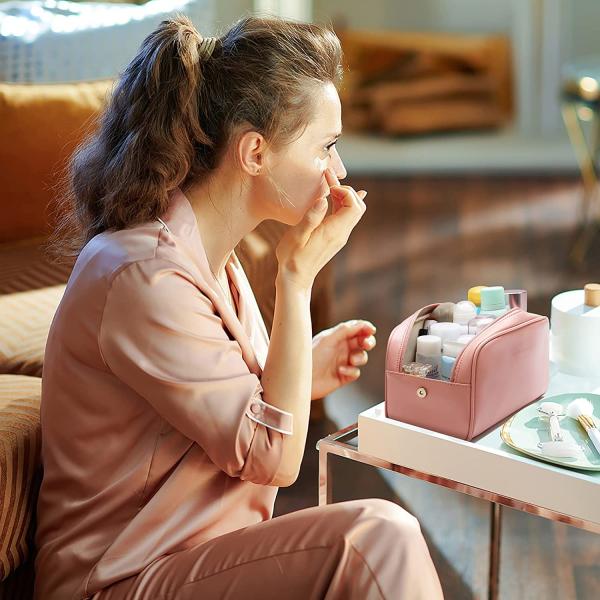 Travel PU Leather Make Up Bag Large Toiletry Lightweight For Women