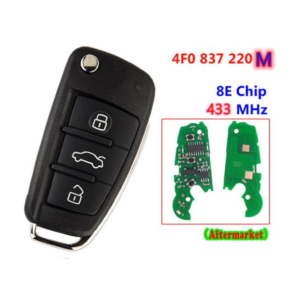 434MHz 8E Chip Remote Flip Replacement Audi Car Key Q7 A6 Europe Fccid 4F0837220M