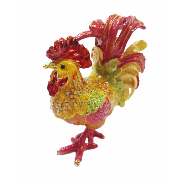 New arts and craft rooster metal jewelry box pewter  rooster trinket box  rooster decorative box