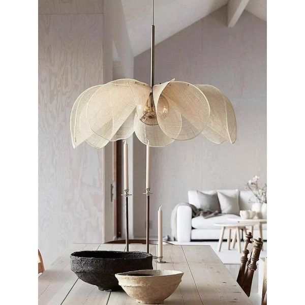 French Fabric Ceiling Pendant Lights Japanese Wabi Sabi Flower Chandelier (WH-VP-306)