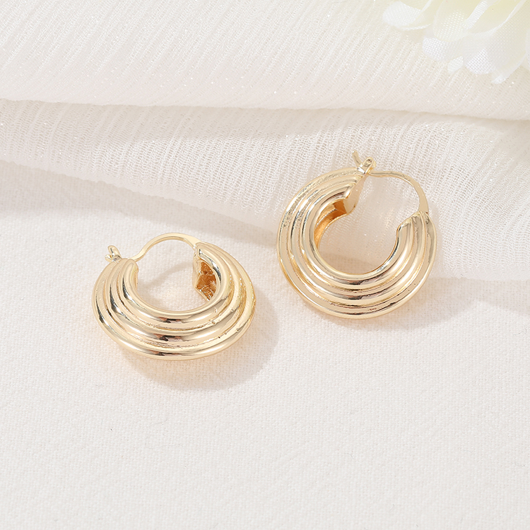 Fashion High Quality Brass 14K Gold Plated Large Twisted Hoop Earrings