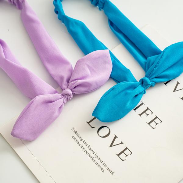 Fluorescent cute fabric Rabbit ears elastic headband Cross border women's hair tie unique hair bands