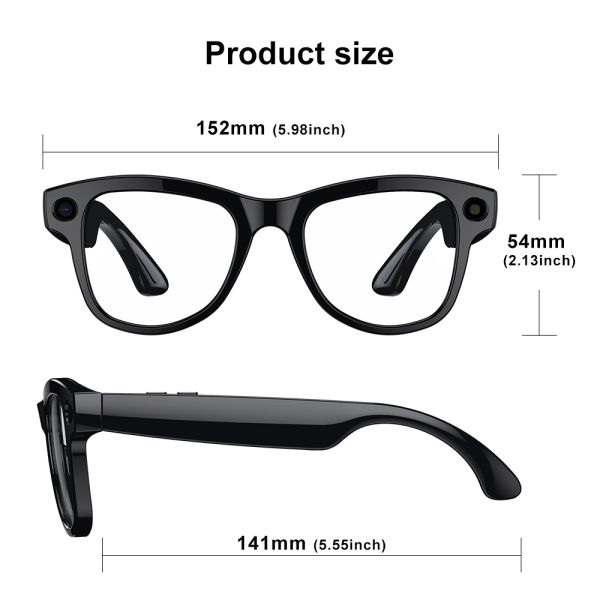 M02 Smart Glasses with 290mAh Battery 32GB Memory and 8 Million Pixel Camera for AI Assistant and Video WiFi