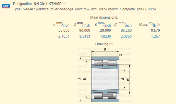 Double Row NN3011KM SP Cylindrical Roller Bearing with Tapered Bore
