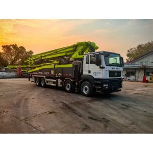 2020 ZLJ5440THBKF 63m Zoomlion 13804*2550*4000m National Six Sitrak Chassis White And Green Used Concrete Pump Truck
