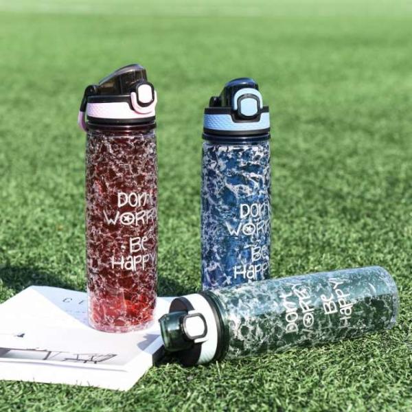 Renewable RPET Stylish 700 Ml Water Bottle Plastic Portable Handle Fashion Plastic Sports Water Bottles For Adults With GRS Certification
