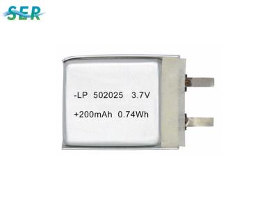Lítio pequeno Ion Polymer Battery 502025 3.7V, pilhas 210mAh do polímero do lítio