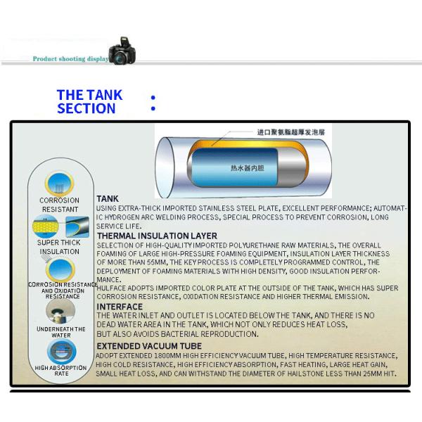 Direct Circulation Split Solar Panel Water Heater 150L 200L 240L 300L Evacuated Tube