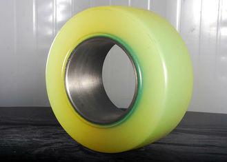 Peças sobresselentes da empilhadeira da roda do rodízio do plutônio com cor do amarelo do núcleo de ferro fundido de 90mm