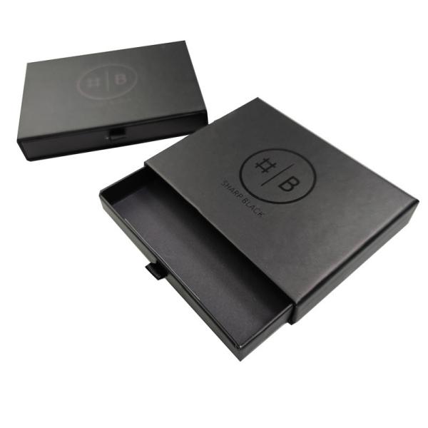 Jewelry Pull Out Box Packaging Black Paper Box With Drawers And Gold Stamping Logo