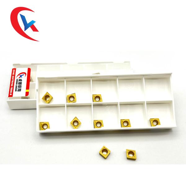 CCMT060204 Steel Machining Tungsten Carbide Inserts Yellow Chemical Coating