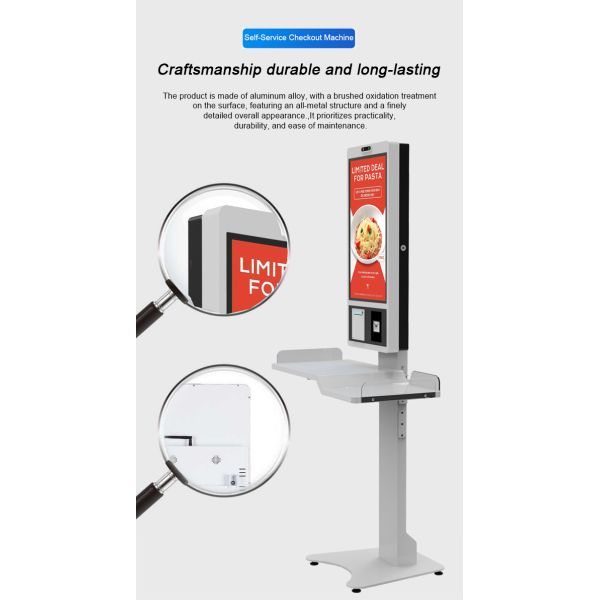 27 inch Indoor Checkout Self Service POS Kiosk With RFID IC Card-reader Kiosk  Camera Microphone
