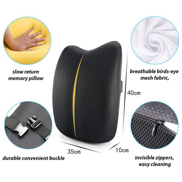 Polyester / Cotton Memory Foam Office Chair Cushion Lumbar Support Pillow for Adults