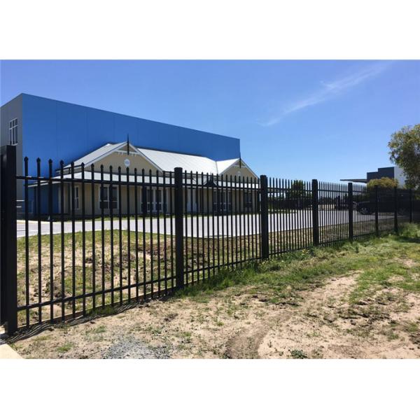 Black 2.4mm Length Tubular Security Fencing Powder Coated With Post