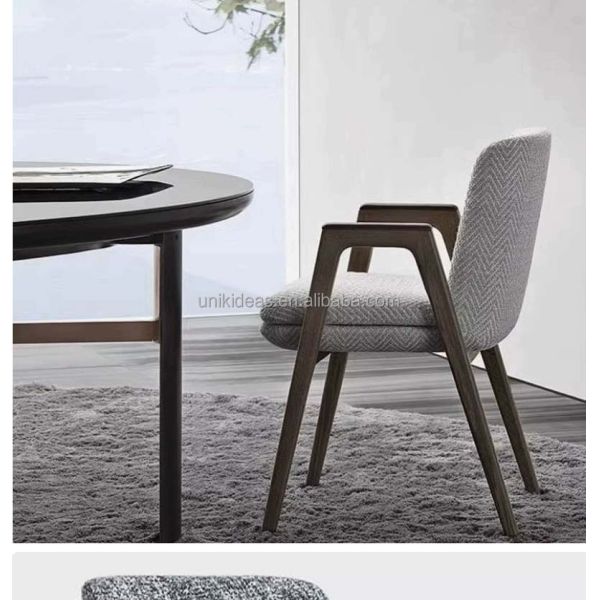 New Arrival Commercial Restaurant Seating Upholstered Dining Chair with Armrest Solid Wood Frame for Cafe Hotel Dining Room