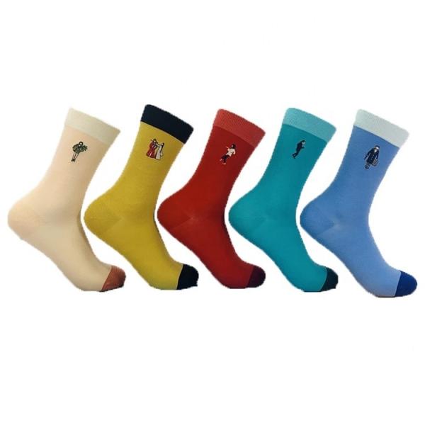 Knitted Daily Socks for Women Red Blue Cute Printed Non-slip Embroidery Customized Socks