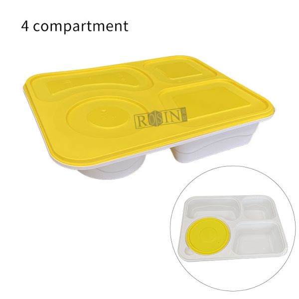 4 5 6 Sections Food Grade Meal Takeout Container Plastic Food Packaging with Soup Bowl