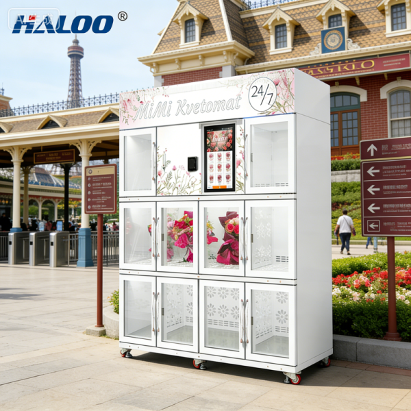 Halo 21.5-inch touch screen flower vending machine with refrigeration and preservation system, made of galvanized sheet material