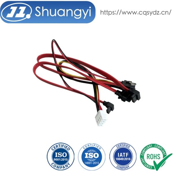 Right Angle SATA Data & Power Cable Connector Harness – PCB Header to Dual Serial ATA Wire Cable Assembly
