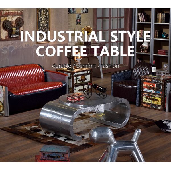 Nidea #8645 Guangdong Nidea Coffee Table Original Industrial Style Flat Table Personalized Aluminum Rivet Metal Watch-Shaped Design