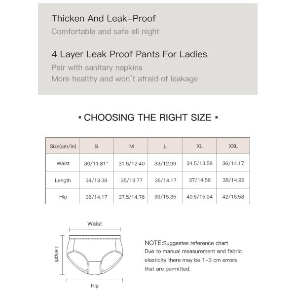 Nylon High Absorbency Period Pants Heavy Flow Tunmmy Control 4 Layer Underwear