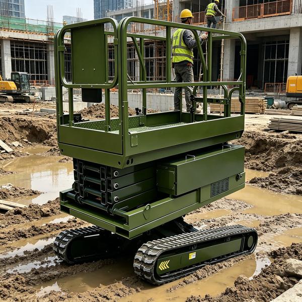 Double Stage Balanced Tracked Scissor Lift Border Fortification And Tactical Hillside Defense Hub