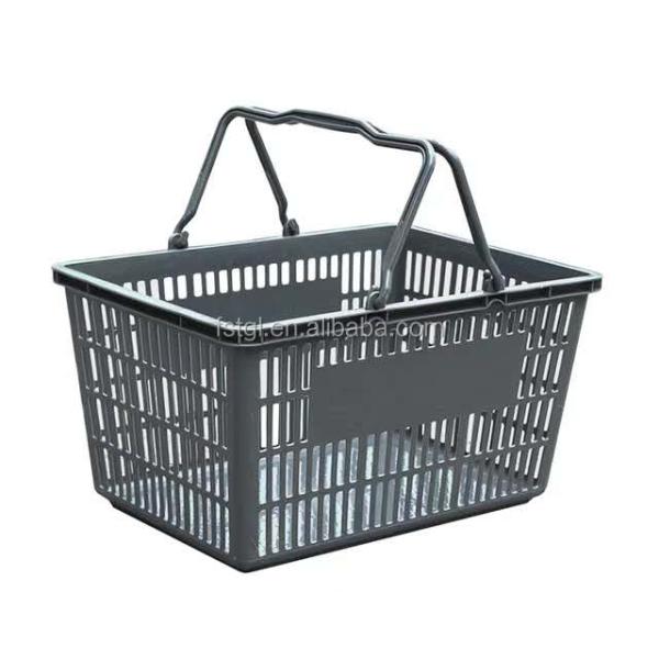 Panier de magasinage en plastique 20L pour hypermarché en rouge/bleu/vert/gris