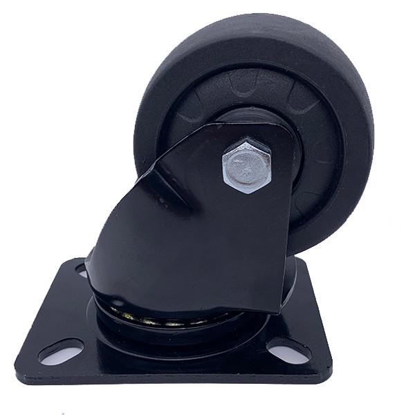 O rodízio de nylon preto dobro do giro da placa do rolamento de esferas roda 2,5 polegadas