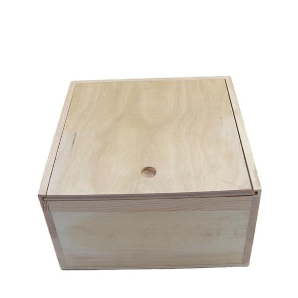 Large Light Weight Unfinished Wood Box with Slide Lid Natural Color Wood Type Plywood