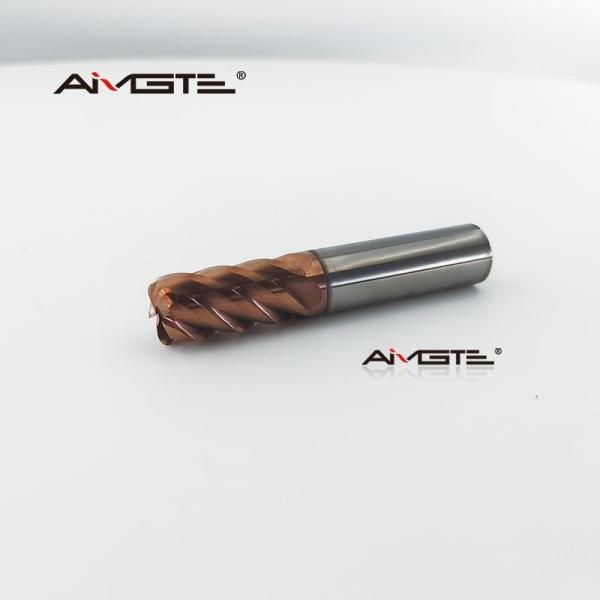 4 Flute Carbide bull nose carbide end mill D12mm TiSiN Coated  R2 R3 Corner Radius 45° Helix Angle for Steel Alloy Finishing CNC Milling Cutter for Hardened Metals