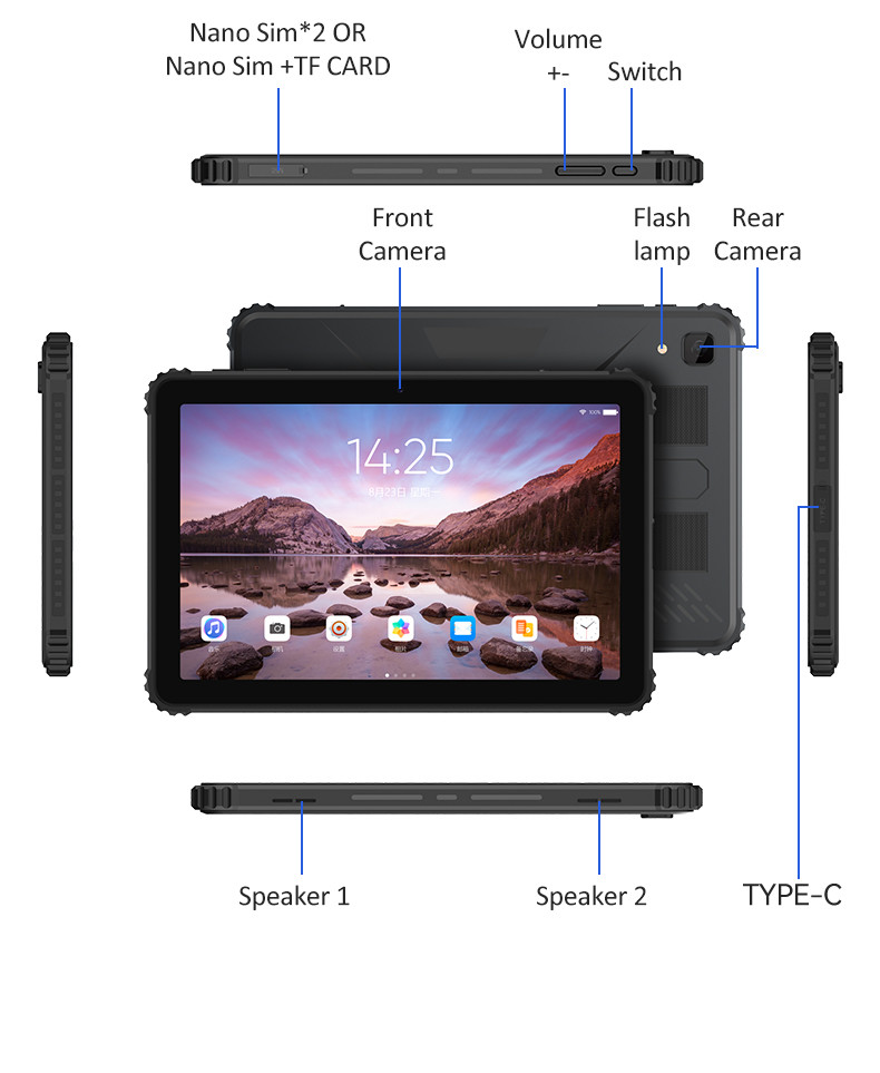 10.1 дюймовый HD дисплей Сенсорный экран ПК Spreadtrum T1616 8 Ядра Android 12 8 ГБ ОЗУ