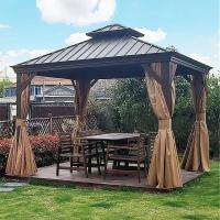 Jardim de gramado 4 ️ 4m Teatro de aço de telhado duro Pavilhão de metal Pergola Impermeável