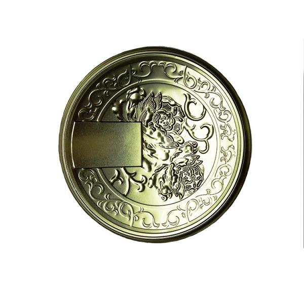 Embossed Mooncake Tin Box Round Shape For Traditional Chinese Gift Packing