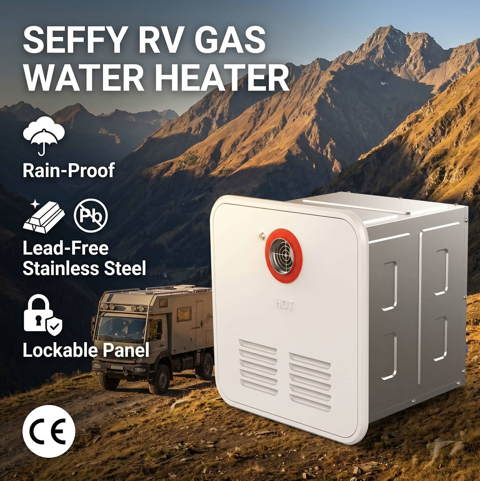 IPX4 Waterproof RV Propane Water Heater for Heavy Rain Camper Caravan Use