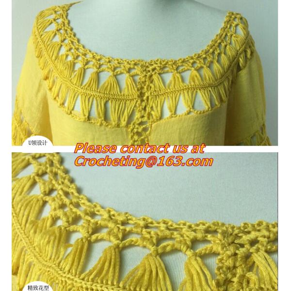 Knitted, Crocheted, Tassel, wear, tops, Cover Ups, Dress Tops, tassel, knitted, Boho