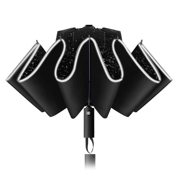 Rubber Coated Handle Portable Windproof UV Folding Reverse Inverted Umbrella with Logo Printing